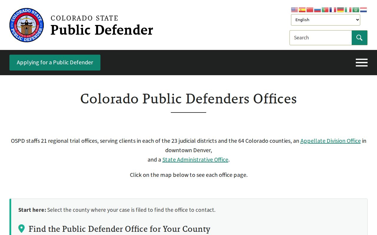Conejos County criminal court cases public defender directory