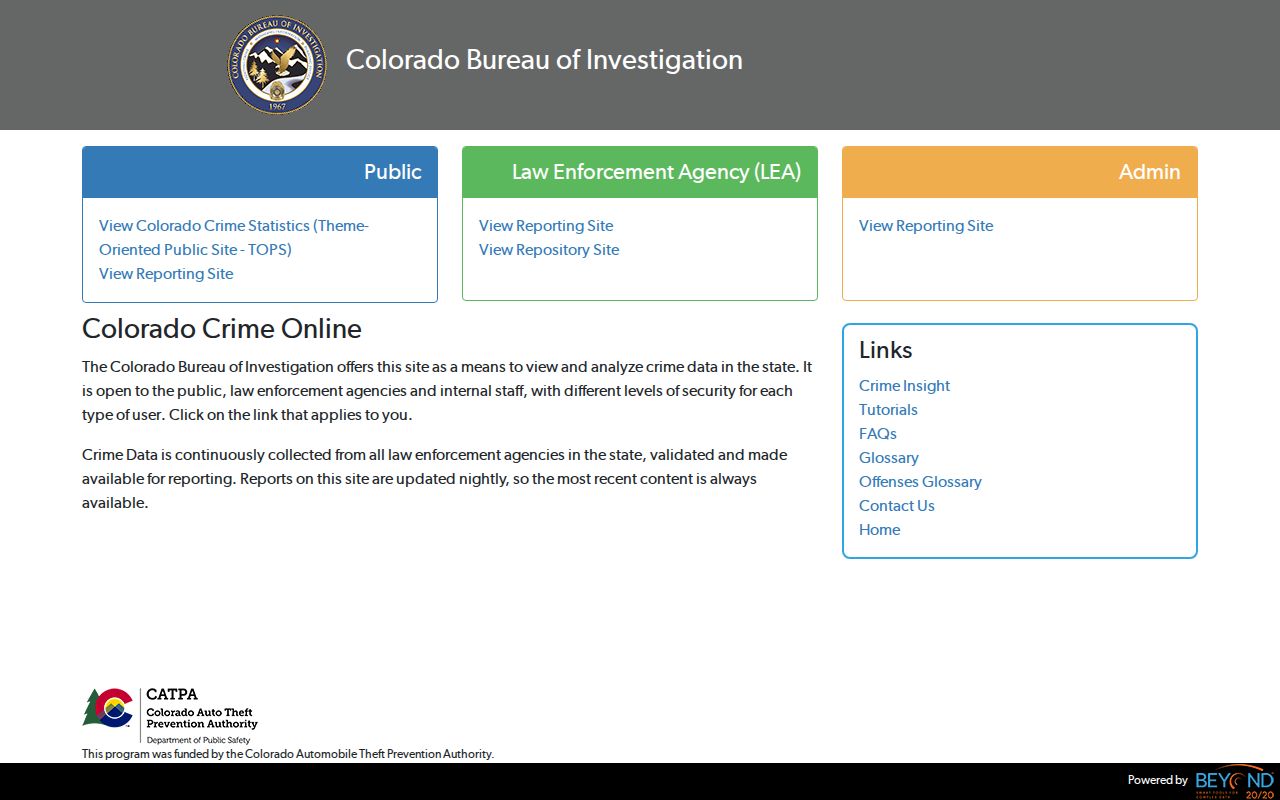 Conejos County criminal record crime statistics interface
