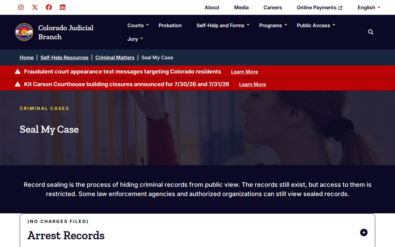 Conejos County criminal records sealing packet index